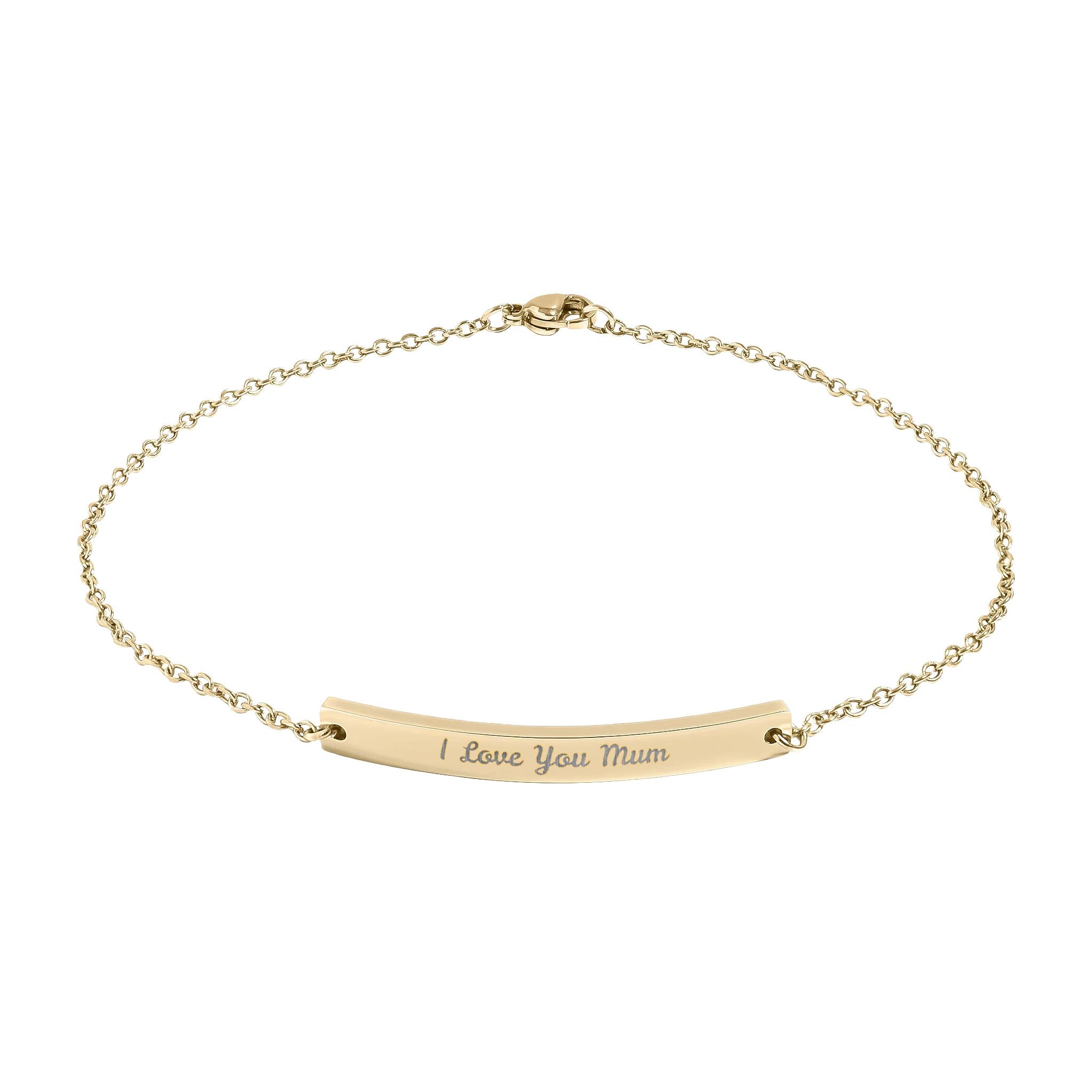 Personalised Mum Engraved Curved Bar Anklet